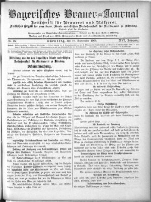 Bayerisches Brauer-Journal Montag 10. September 1906