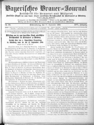 Bayerisches Brauer-Journal Montag 17. September 1906