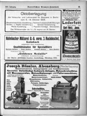 Bayerisches Brauer-Journal Montag 24. September 1906