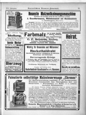 Bayerisches Brauer-Journal Montag 5. November 1906