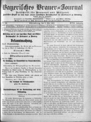 Bayerisches Brauer-Journal Montag 6. Mai 1907