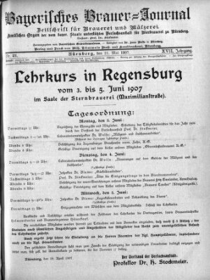 Bayerisches Brauer-Journal Dienstag 21. Mai 1907