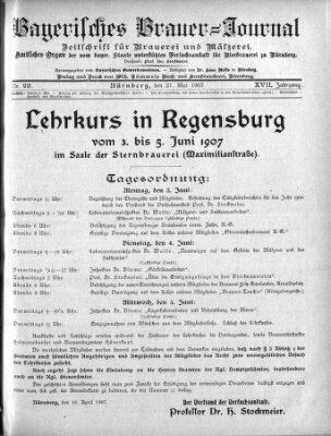 Bayerisches Brauer-Journal Montag 27. Mai 1907