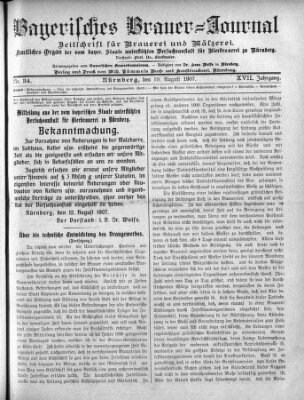 Bayerisches Brauer-Journal Montag 19. August 1907