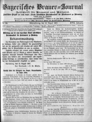 Bayerisches Brauer-Journal Montag 26. August 1907