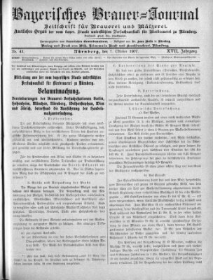 Bayerisches Brauer-Journal Montag 7. Oktober 1907