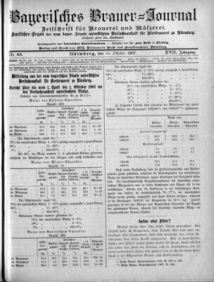 Bayerisches Brauer-Journal Montag 14. Oktober 1907