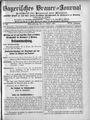 Bayerisches Brauer-Journal Montag 21. Oktober 1907