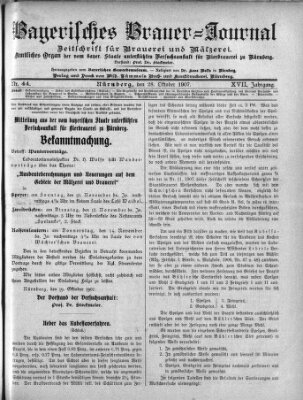 Bayerisches Brauer-Journal Montag 28. Oktober 1907