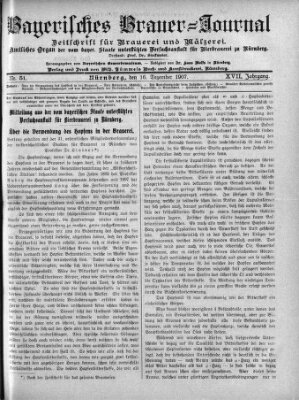 Bayerisches Brauer-Journal Montag 16. Dezember 1907