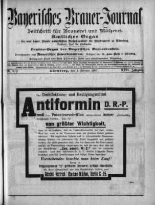 Bayerisches Brauer-Journal Montag 4. Februar 1907