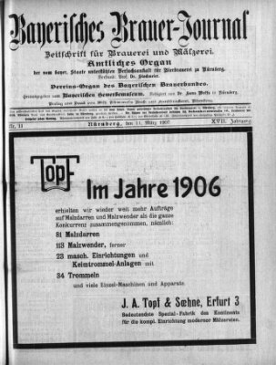 Bayerisches Brauer-Journal Montag 11. März 1907