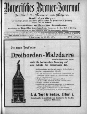 Bayerisches Brauer-Journal Montag 27. Mai 1907