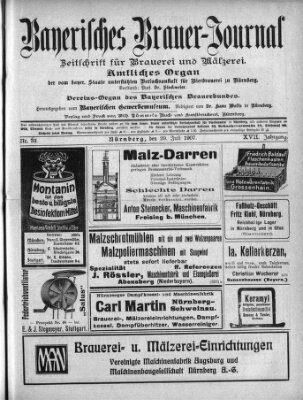 Bayerisches Brauer-Journal Montag 29. Juli 1907