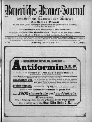 Bayerisches Brauer-Journal Montag 26. August 1907