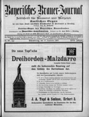 Bayerisches Brauer-Journal Montag 16. September 1907