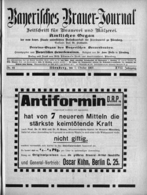 Bayerisches Brauer-Journal Montag 7. Oktober 1907