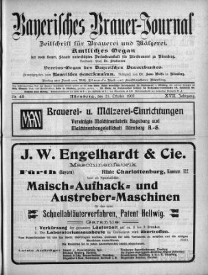 Bayerisches Brauer-Journal Montag 21. Oktober 1907