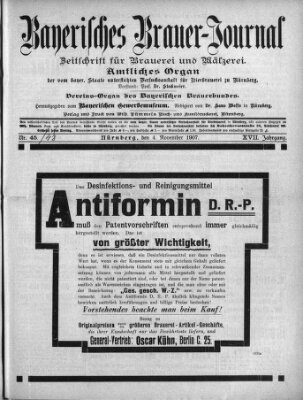 Bayerisches Brauer-Journal Montag 4. November 1907