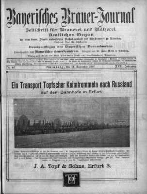 Bayerisches Brauer-Journal Montag 11. November 1907