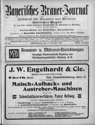 Bayerisches Brauer-Journal Montag 18. November 1907