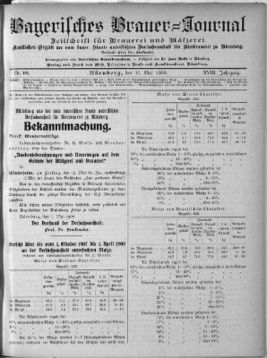 Bayerisches Brauer-Journal Montag 11. Mai 1908