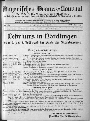 Bayerisches Brauer-Journal Montag 8. Juni 1908