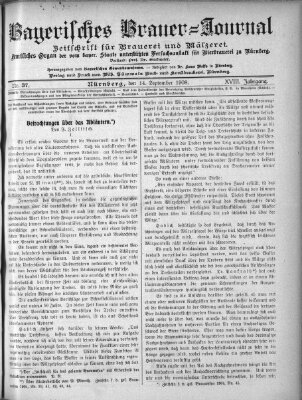 Bayerisches Brauer-Journal Montag 14. September 1908