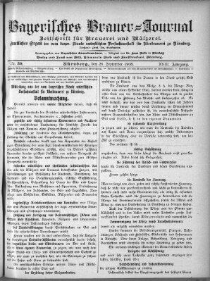 Bayerisches Brauer-Journal Montag 28. September 1908