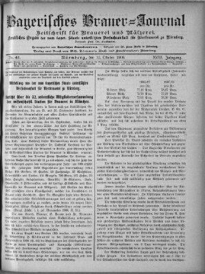 Bayerisches Brauer-Journal Montag 12. Oktober 1908