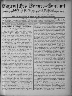 Bayerisches Brauer-Journal Montag 26. Oktober 1908