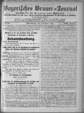 Bayerisches Brauer-Journal Montag 2. November 1908