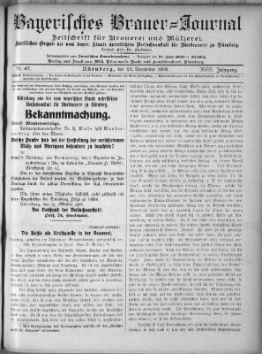 Bayerisches Brauer-Journal Montag 23. November 1908