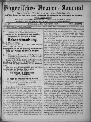 Bayerisches Brauer-Journal Montag 30. November 1908