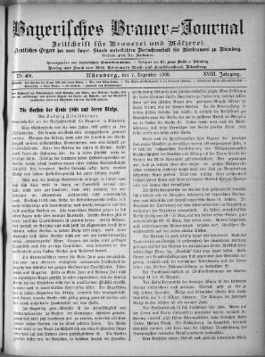 Bayerisches Brauer-Journal Montag 7. Dezember 1908