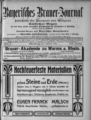 Bayerisches Brauer-Journal Montag 3. Februar 1908