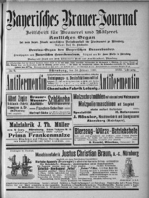 Bayerisches Brauer-Journal Montag 24. Februar 1908