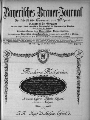 Bayerisches Brauer-Journal Montag 27. April 1908