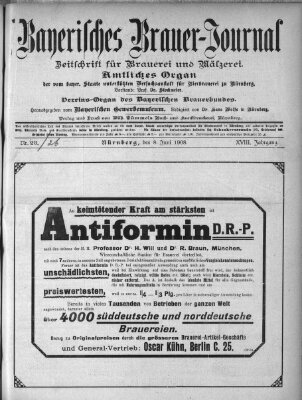 Bayerisches Brauer-Journal Montag 8. Juni 1908