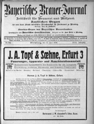 Bayerisches Brauer-Journal Montag 15. Juni 1908