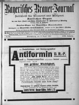 Bayerisches Brauer-Journal Montag 10. August 1908