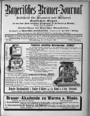 Bayerisches Brauer-Journal Montag 24. August 1908