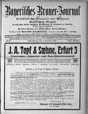 Bayerisches Brauer-Journal Montag 14. September 1908