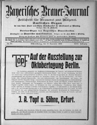 Bayerisches Brauer-Journal Montag 28. September 1908