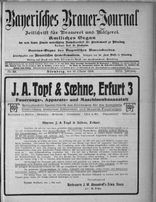 Bayerisches Brauer-Journal Montag 26. Oktober 1908