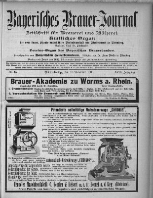 Bayerisches Brauer-Journal Montag 16. November 1908