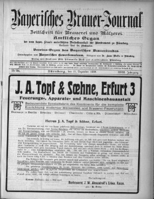 Bayerisches Brauer-Journal Montag 21. Dezember 1908