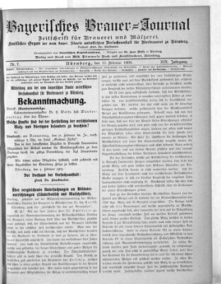 Bayerisches Brauer-Journal Montag 15. Februar 1909
