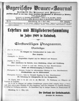 Bayerisches Brauer-Journal Montag 5. April 1909