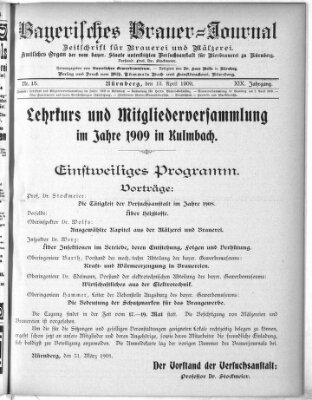 Bayerisches Brauer-Journal Dienstag 13. April 1909